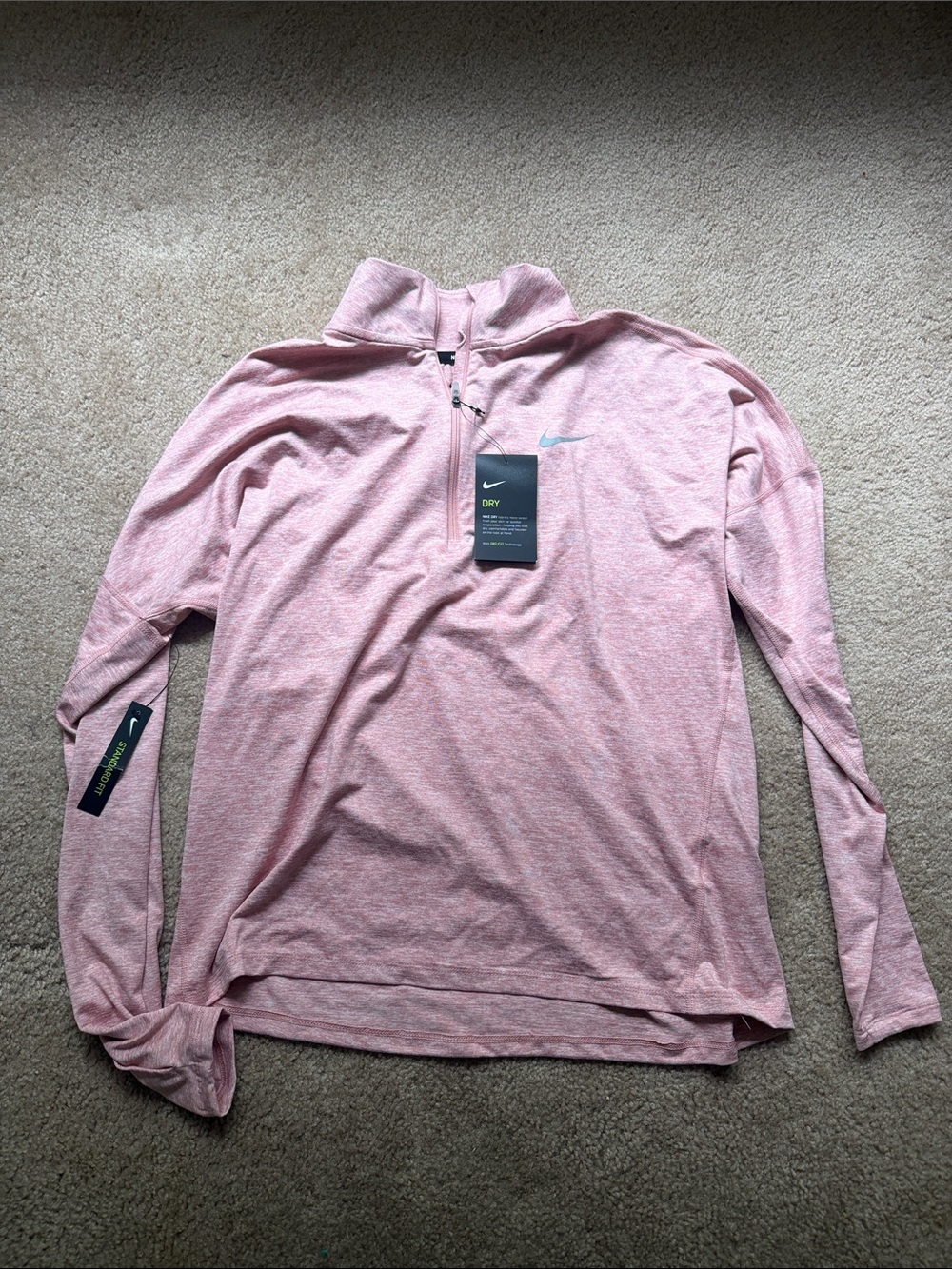 Nike Heathered Light Pink Quarter-Zip Performance Pullover